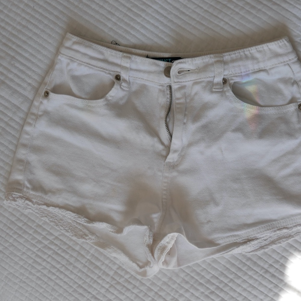 High Waisted Shorts With Embroidered Lace Detail